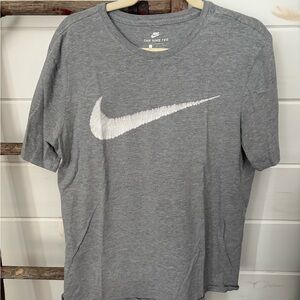 NIKE The Nike Tee Men's Gray Shirt with White Logo Size Large